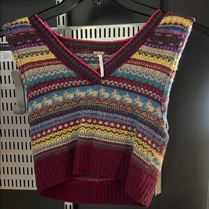 Colorful Knit V-Neck Sweater Vest